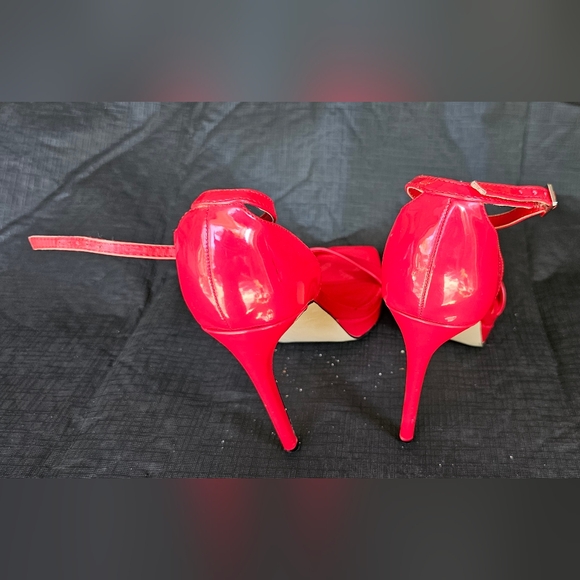 Nine West Red Platform High Heel Stiletto Open Square toe sandals Women's size 7 - Picture 5 of 9